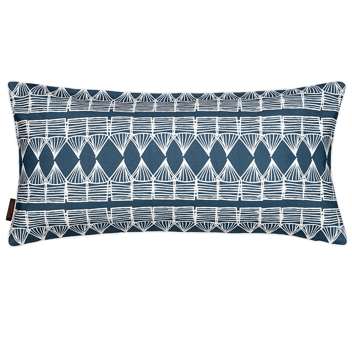 Tiki Huts Pattern Rectangle Lumbar Throw Pillow Linen Cushion in Dark Petrol Blue 30x60cm 12x24" Canada USA
