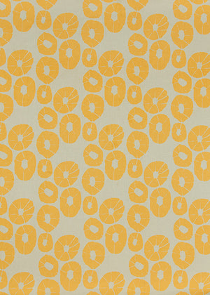 Jellyfish pattern cotton linen curtain, blind, upholstery fabric by the yard or meter in beige and saffron yellow ships from Canada