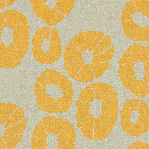 Jellyfish pattern cotton linen curtain, blind, upholstery fabric by the yard or meter in beige and saffron yellow ships from Canada