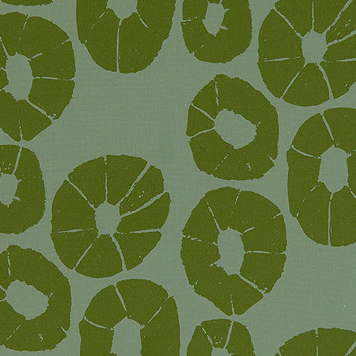 Jellyfish pattern home decor interiors fabric for curtains, blinds and upholstery in sea foam and olive green ships from Canada to USA sold by meter or yard