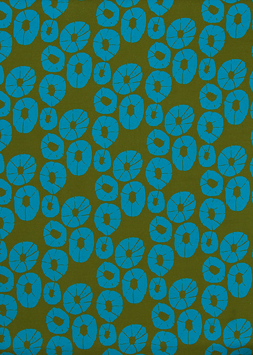 Jellyfish Pattern home interiors decor fabric for curtains, blinds and upholstery in Olive Green and Turquoise blue ships from Canada