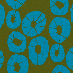 Jellyfish Pattern home interiors decor fabric for curtains, blinds and upholstery in Olive Green and Turquoise blue ships from Canada