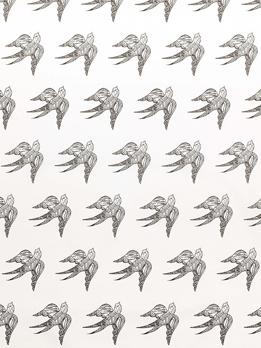 Katia Swallow Bird Pattern Linen Cotton Home Decor Fabric by the Meter or yard in Stone Grey for curtains, blinds, upholstery ships from Canada (USA)
