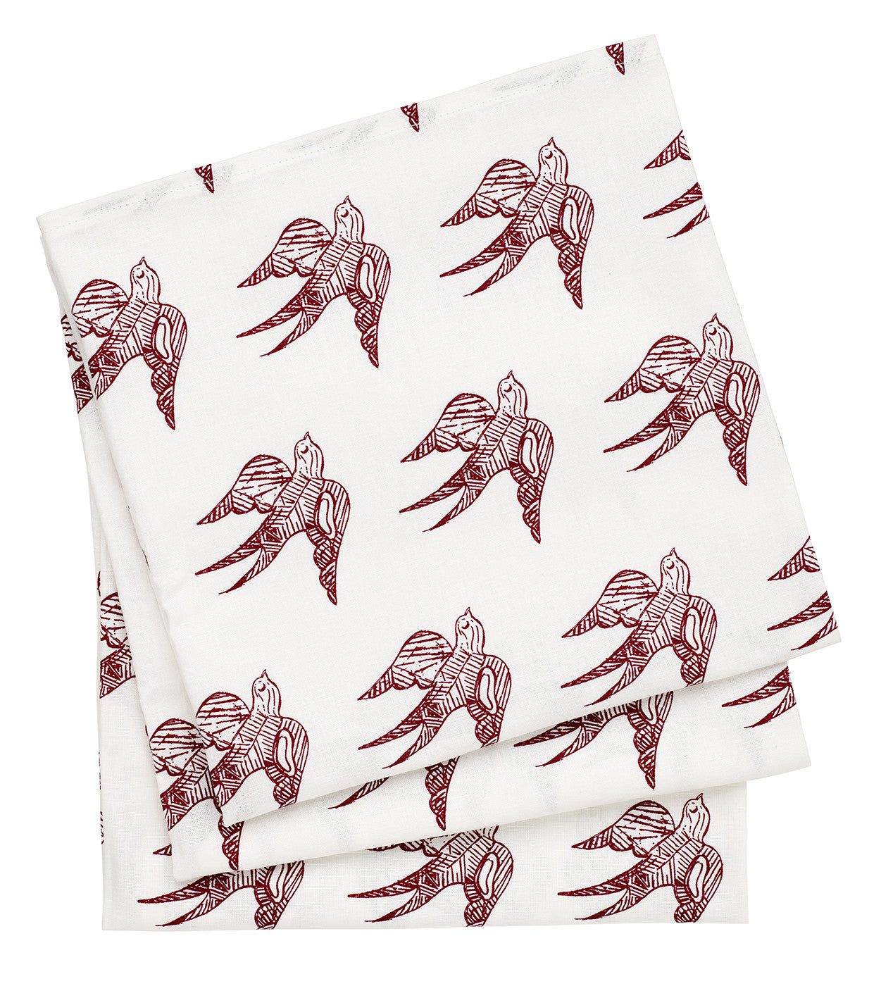 Katia Swallow Pattern Linen Tablecloth in Dark Vermilion Red