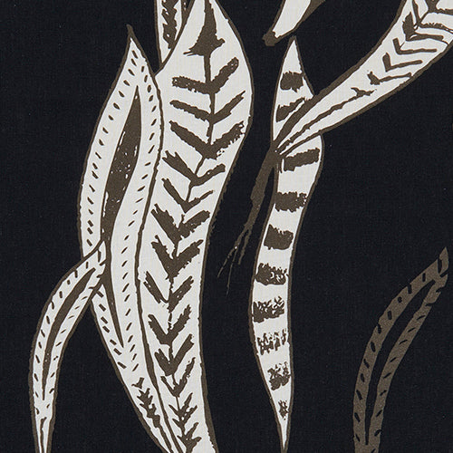 Kelp Seaweed Pattern Home Decor Fabric by Meter Black, Grey & White 