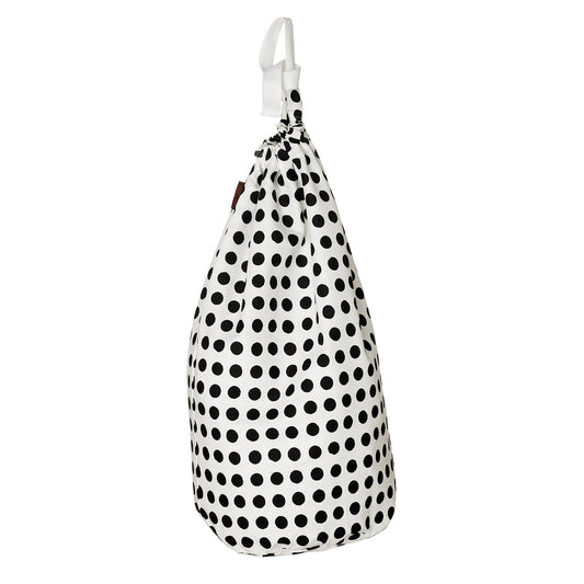 London Polka Dot Spotty Cotton Linen Drawstring Laundry or Storage Bag - Black - Ships from Canada (USA)