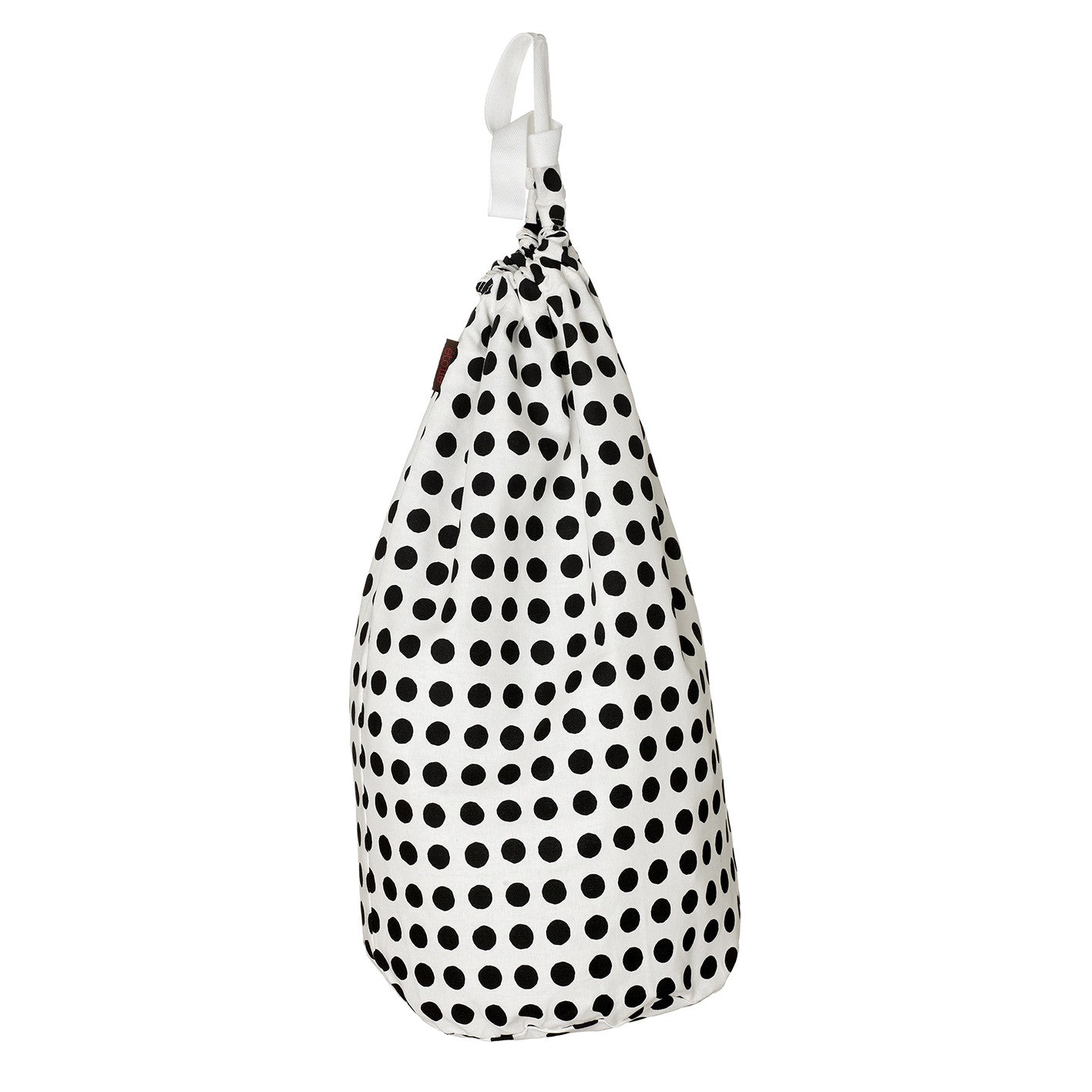 London Polka Dot Spotty Cotton Linen Drawstring Laundry or Storage Bag - Black - Ships from Canada (USA)