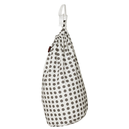 London Polka Dot Spotty Pattern Linen Cotton Drawstring Laundry & Storage Bag in Stone Grey ships from Canada (USA)