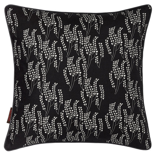 Maricopa Graphic Grass Pattern Linen Decorative Throw Pillow - Black 45x45cm (18x18")