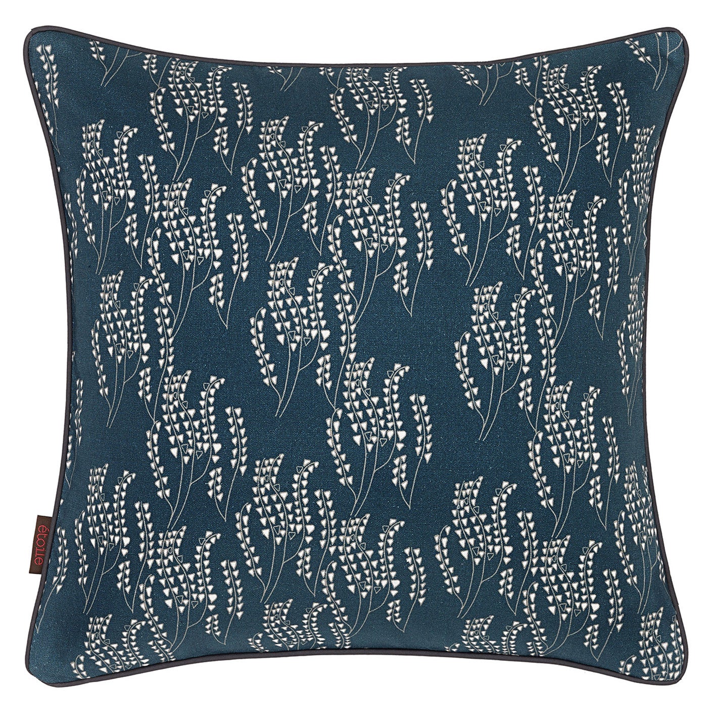 Maricopa Graphic Grass Pattern Linen Throw Pillow in Dark Petrol Blue 45x45cm 18x18" Cushion ships from Canada worldwide including the USA