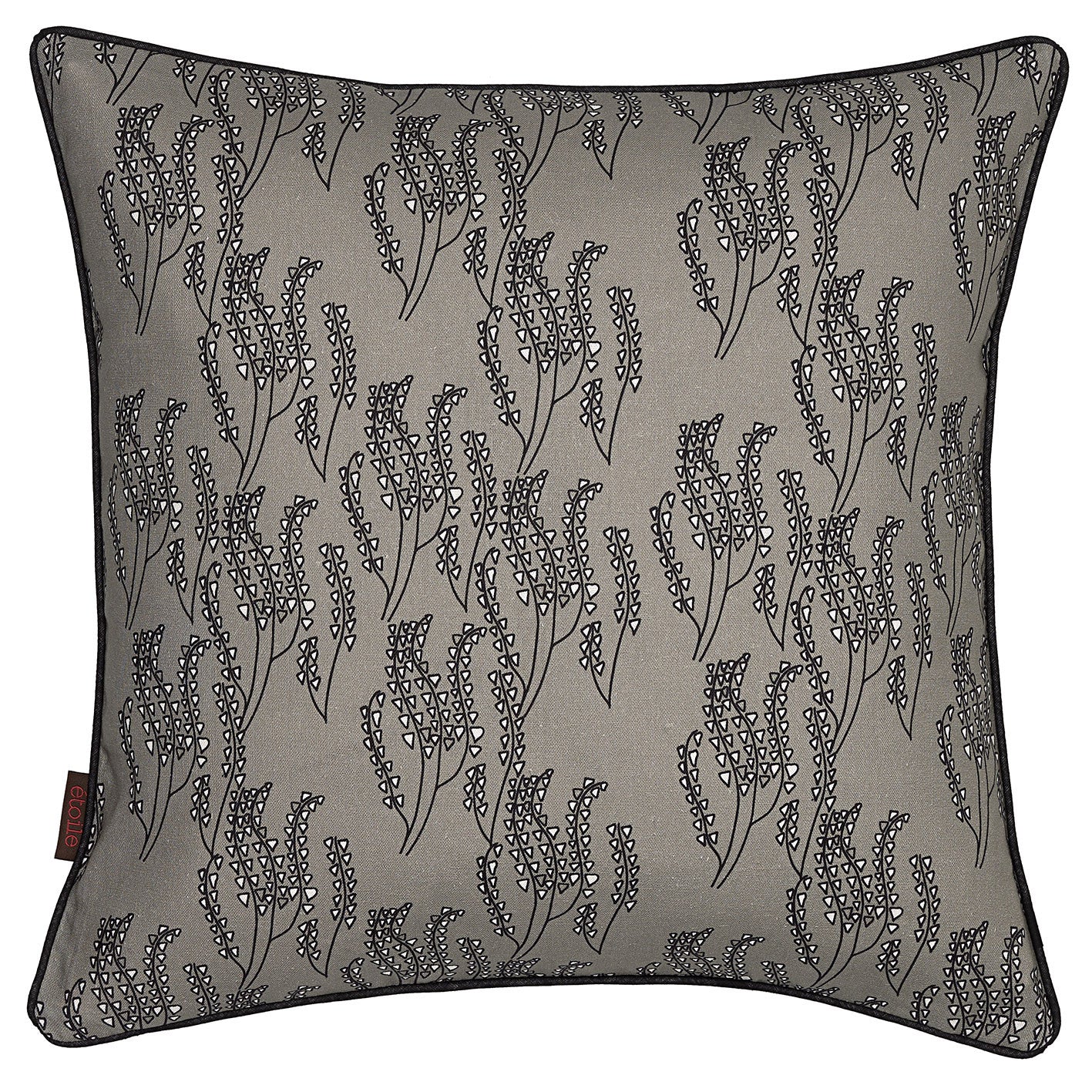 Maricopa Floral Pattern Linen Cotton Decorative Throw Pillow in Dove Grey & Black 45x45cm (18x18")