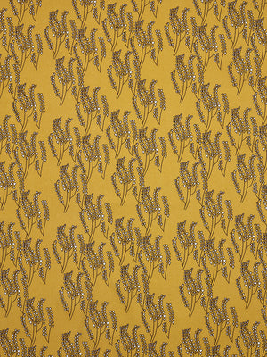 Maricopa Graphic Floral Pattern Cotton Linen Home Decor Fabric by the meter or by the yard for curtains, blinds, upholstery in Gold with Chocolate Brown ships from canada (USA)