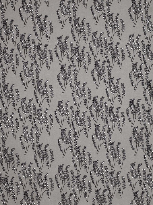 Maricopa Graphic Floral Pattern Cotton Linen Home Decor Fabric by the yard or by the meter for curtains, blinds, upholstery in Light Dove Grey - Black ships from Canada worldwide (USA)