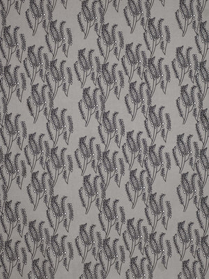 Maricopa Graphic Floral Pattern Cotton Linen Home Decor Fabric by the yard or by the meter for curtains, blinds, upholstery in Light Dove Grey - Black ships from Canada worldwide (USA)