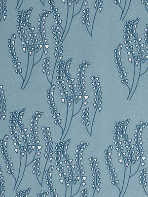 Maricopa Graphic Floral Pattern Cotton Linen Home Decor Fabric by the yard or by the meter for curtains, blinds, upholstery in Light Chambray Blue ships from Canada
