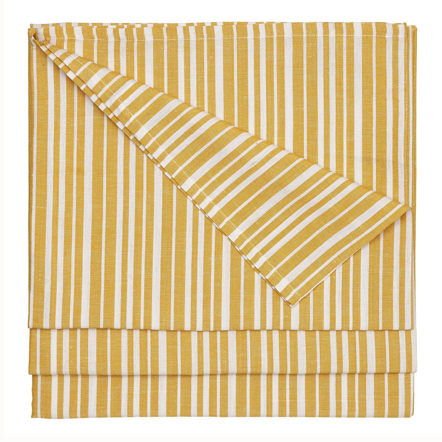 Palermo Ticking Stripe Cotton Linen Tablecloth in Mustard Gold Ships from Canada (USA)
