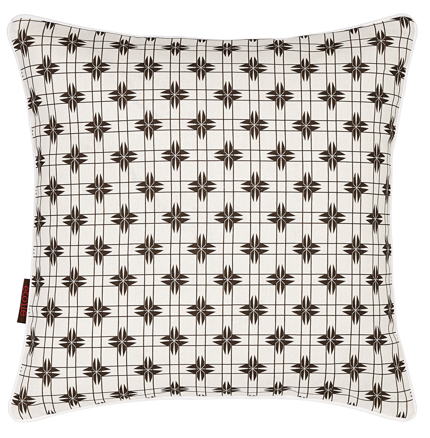 Pueblo Geometric Pattern Linen Cotton Cushion in Stone Grey