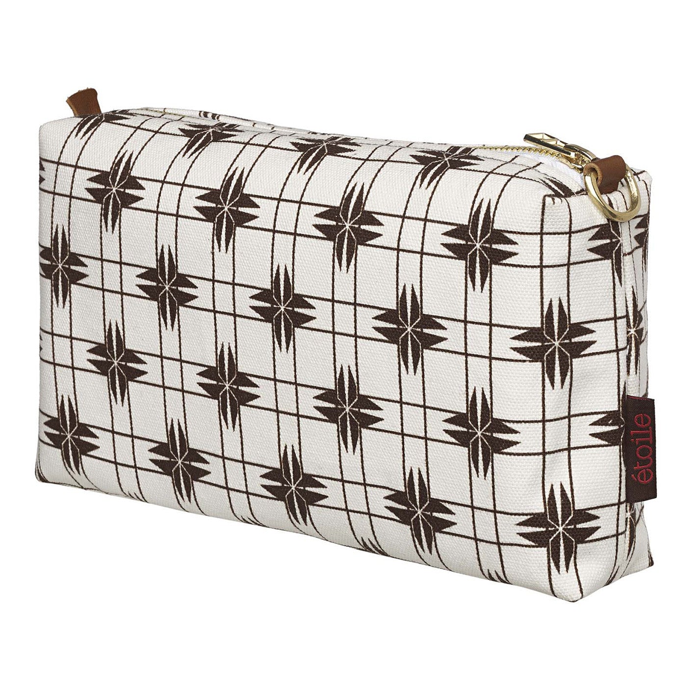 Pueblo Geometric Pattern Canvas Wash or toiletry travel Bag - Chocolate Brown - Perfect for all your cosmetic or beauty needs while travelling Ships from Canada (USA)
