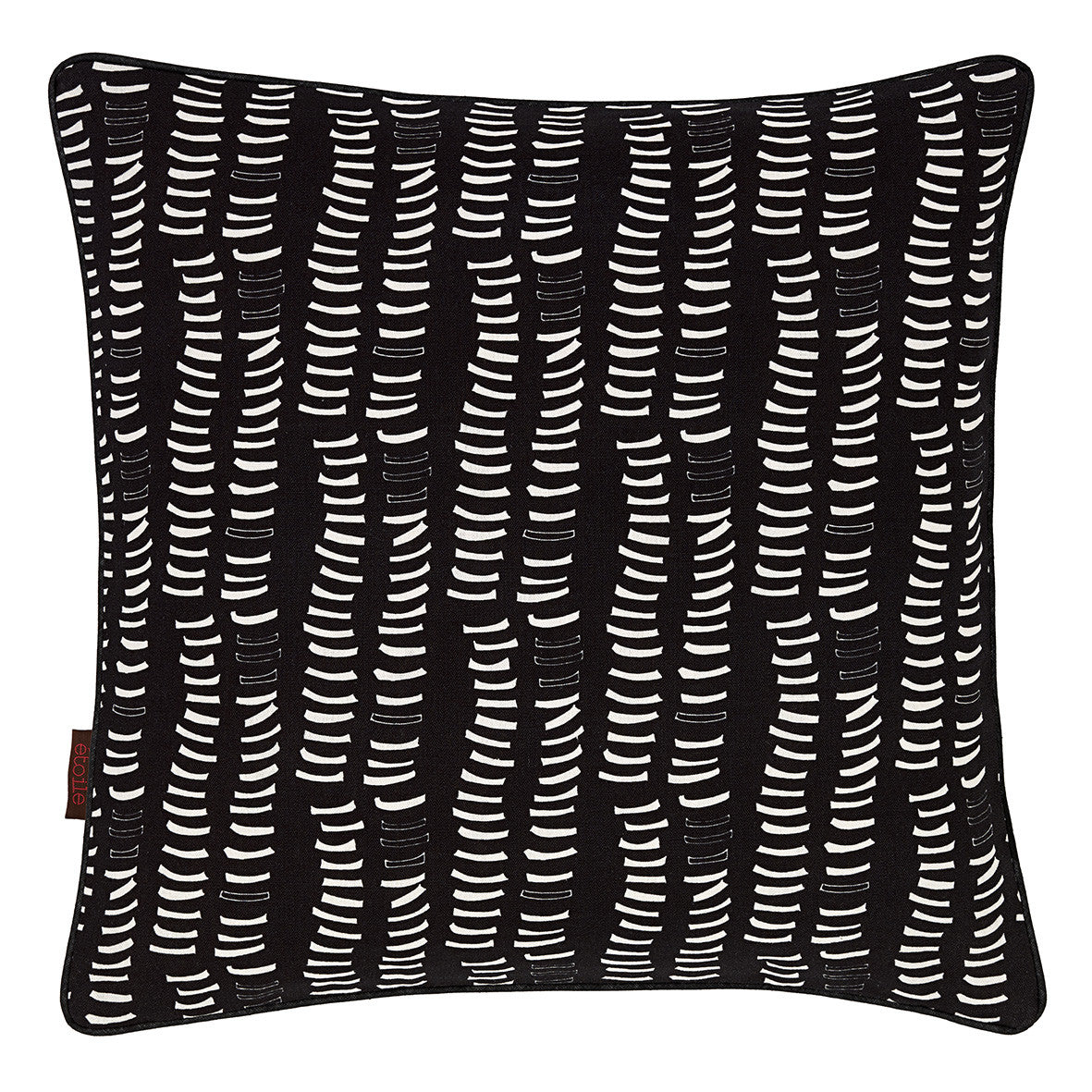 Graphic Adams Rib Pattern Linen Union Printed Throw Pillow in Black and White