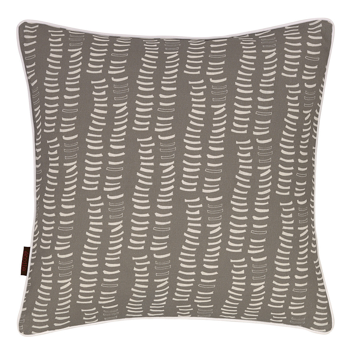 Graphic Adams Rib Pattern Linen Union Printed Decorative Throw Pillow in Light Dove Grey and White