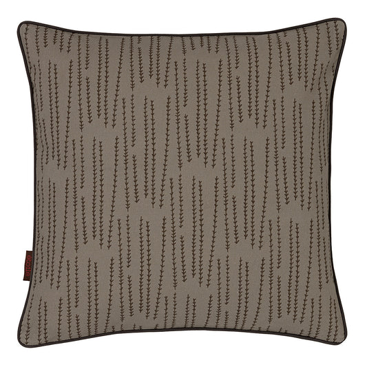 Graphic Rosemary Pattern Linen Union Printed Decorative Throw Pillow in Dove Grey Ships from Canada worldwide including the USA