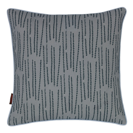 Graphic Rosemary Pattern Linen Union Printed Throw Pillow in Winter Blue 45x45cm (18x18") Ships from Canada worldwide including the USA