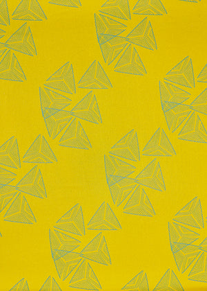 Sails pattern home decor interiors fabric for curtains, blinds and upholstery in Mustard Yellow and Sea Foam Green available by the meter or yard ships from Canada worldwide including the USA