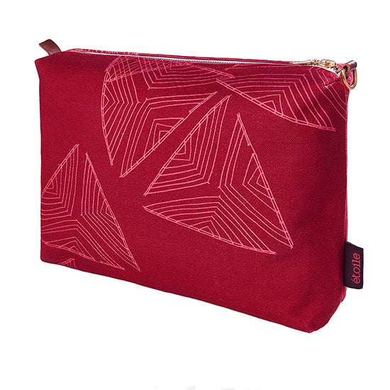 Sails pattern vanity toiletry bag in dark vermilion red ships from Canada worldwide including the USA