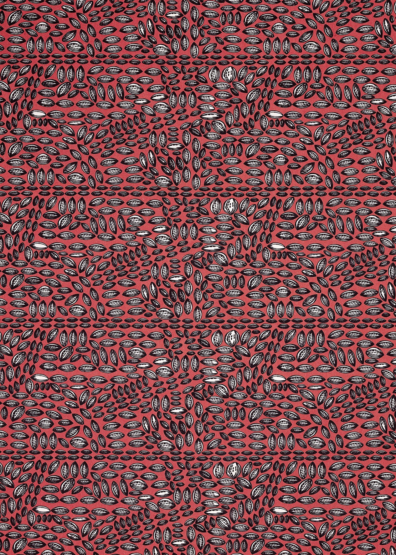 Graphic Cocoa Seed Pattern Cotton Linen Home Decor Interiors Fabric by the Meter or yard for curtains, blinds or upholstery in Bright Coral Pink ships from Canada (USA)