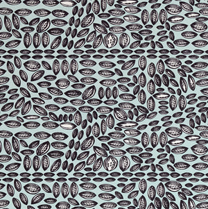 Graphic Cocoa Seed Pattern Cotton Linen Home Decor Interiors Fabric by the Meter or yard for curtains, blinds or upholstery in Light Celeste Blue ships from Canada (USA)
