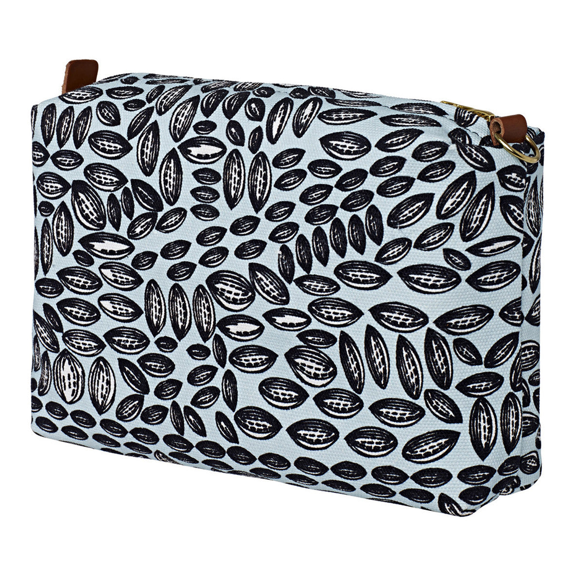 Graphic Cocoa Seed Pattern Canvas Wash or toiletry travel Bag in Light Celeste Blue Perfect for all your cosmetic or beauty needs while travelling Ships from Canada (USA)