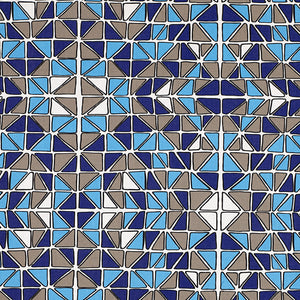 Mosaic Stained Glass Pattern Cotton Linen Home Decor Interiors Fabric by the Meter or yard for curtains, blinds or upholstery in Turquoise Blue, Aubergine & Grey ships from Canada (USA)