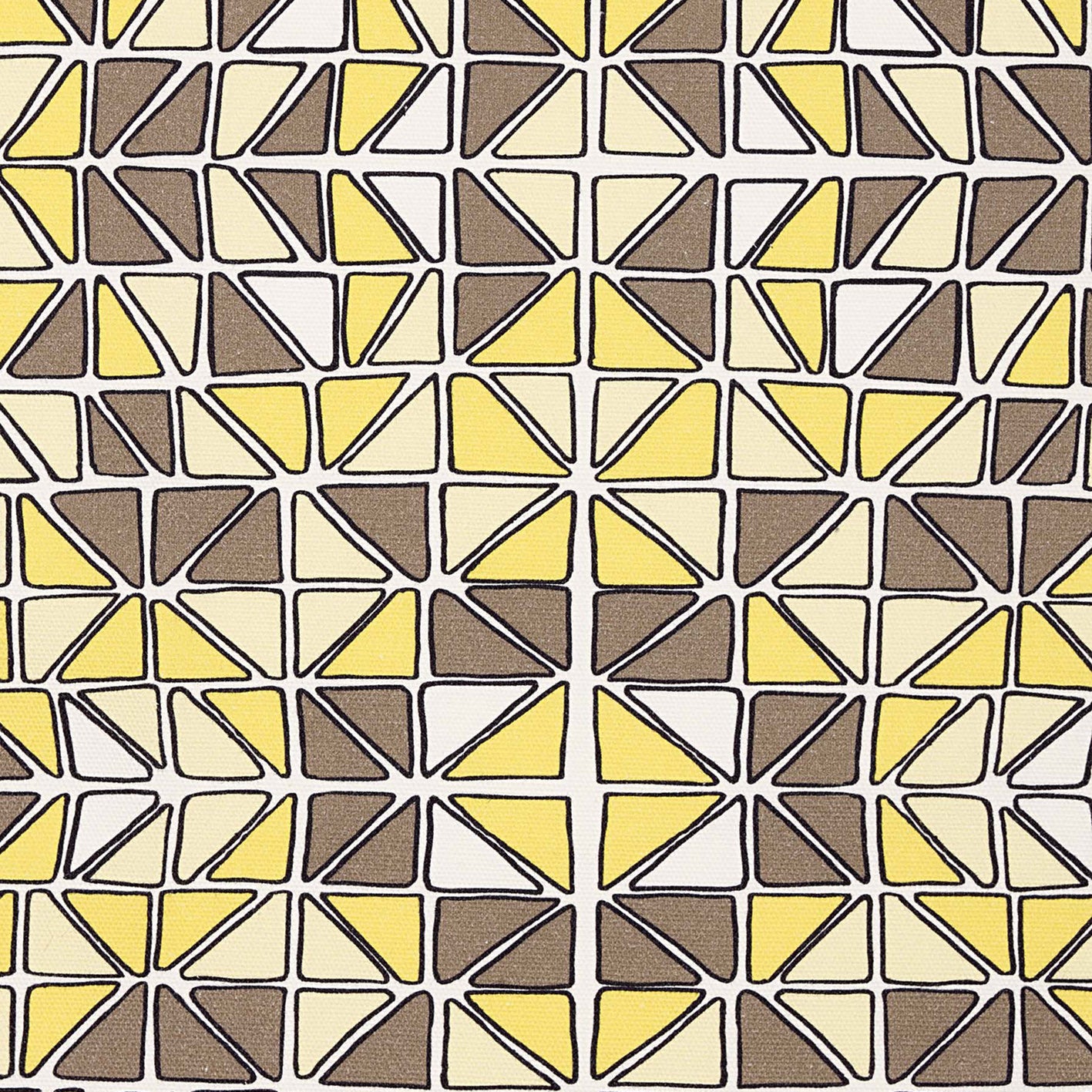 Mosaic Stained Glass Pattern Cotton Linen Home Decor Interiors Fabric by the Meter or yard for curtains, blinds or upholstery in Maize Yellow & Grey ships from Canada (USA)