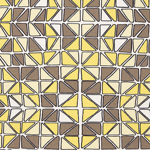 Mosaic Stained Glass Pattern Cotton Linen Home Decor Interiors Fabric by the Meter or yard for curtains, blinds or upholstery in Maize Yellow & Grey ships from Canada (USA)