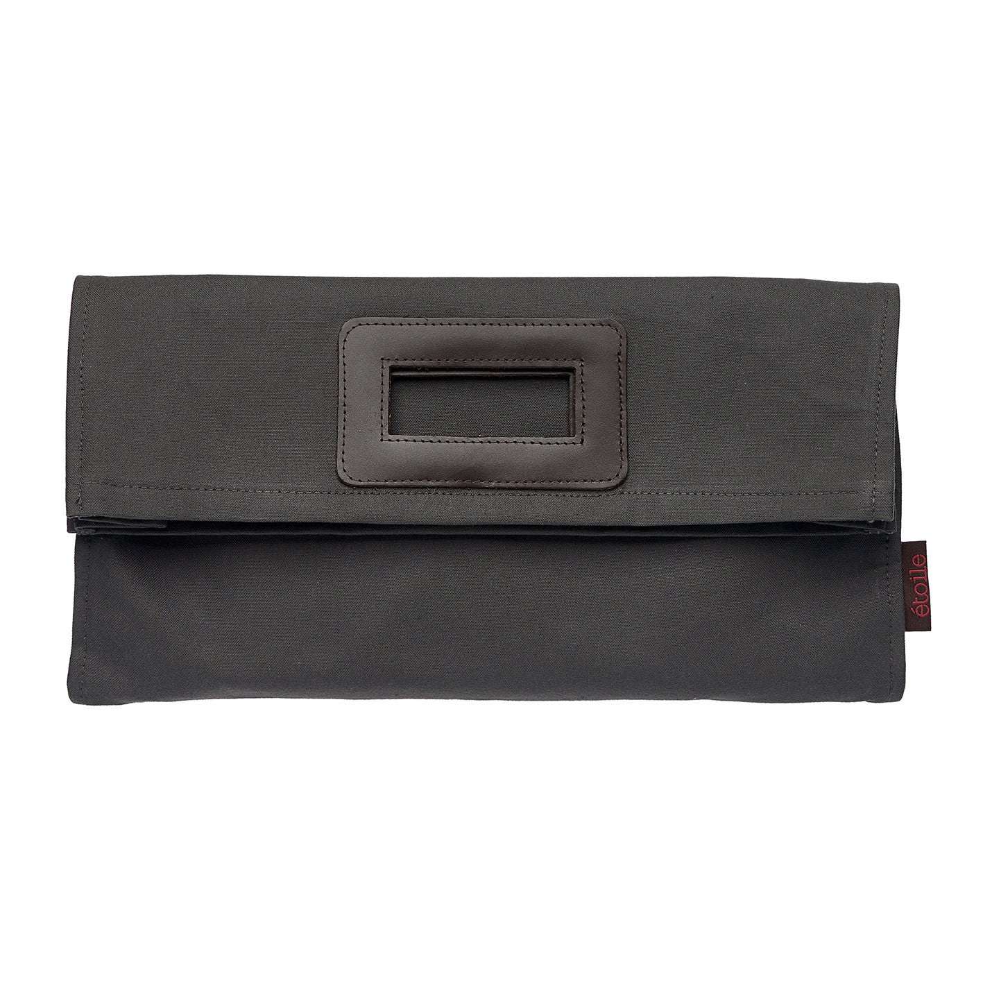 Stephanie Resin Coated Canvas Knitting Style Clutch Bag in Stone Grey