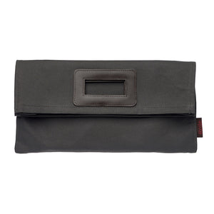 Stephanie Resin Coated Canvas Knitting Style Clutch Bag in Stone Grey