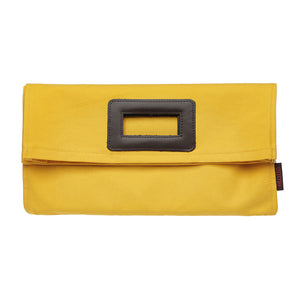 Stephanie Resin Coated Canvas Knitting Style Clutch Bag in Maize Yellow