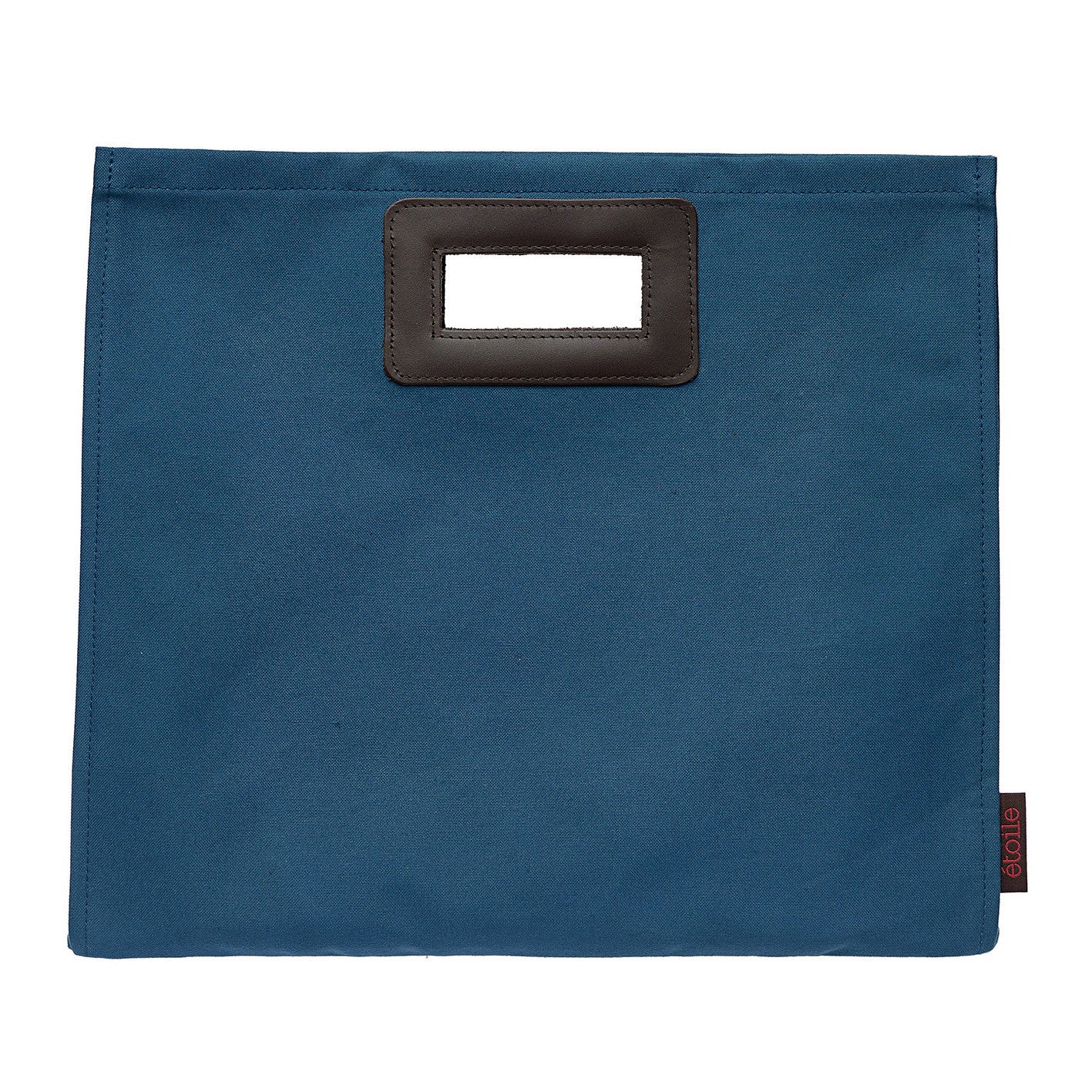 Stephanie Resin Coated Canvas Knitting Clutch Bag in Petrol Blue