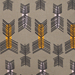 Stitchwork Geometric Pattern cotton linen Home Decor interiors Fabric by the meter or yard in Stone Grey with pumpkin and light pink for curtains, blinds or upholstery ships from Canada worldwide (USA)