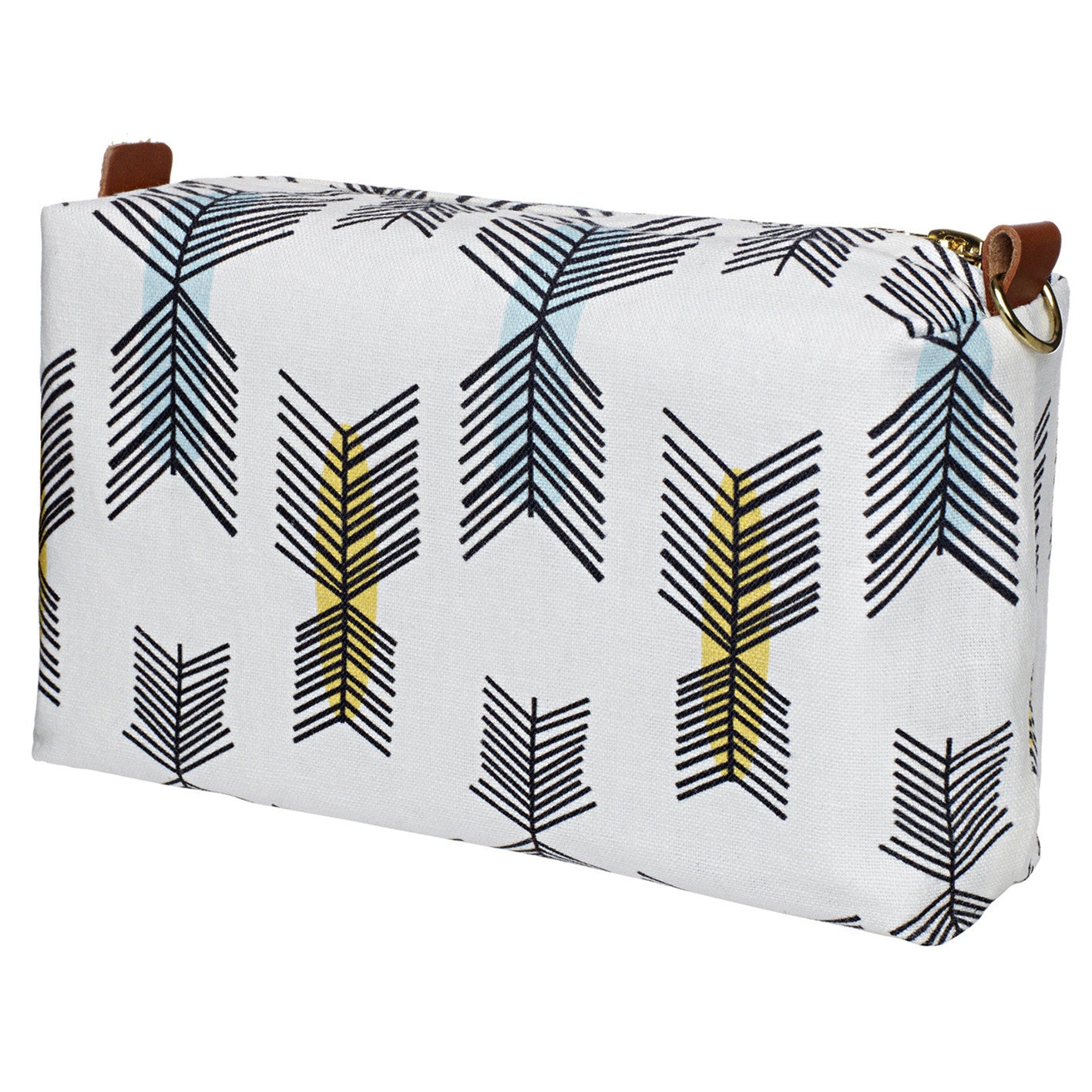 Stitchwork Geometric Pattern Canvas Wash (toiletry) Bag - White