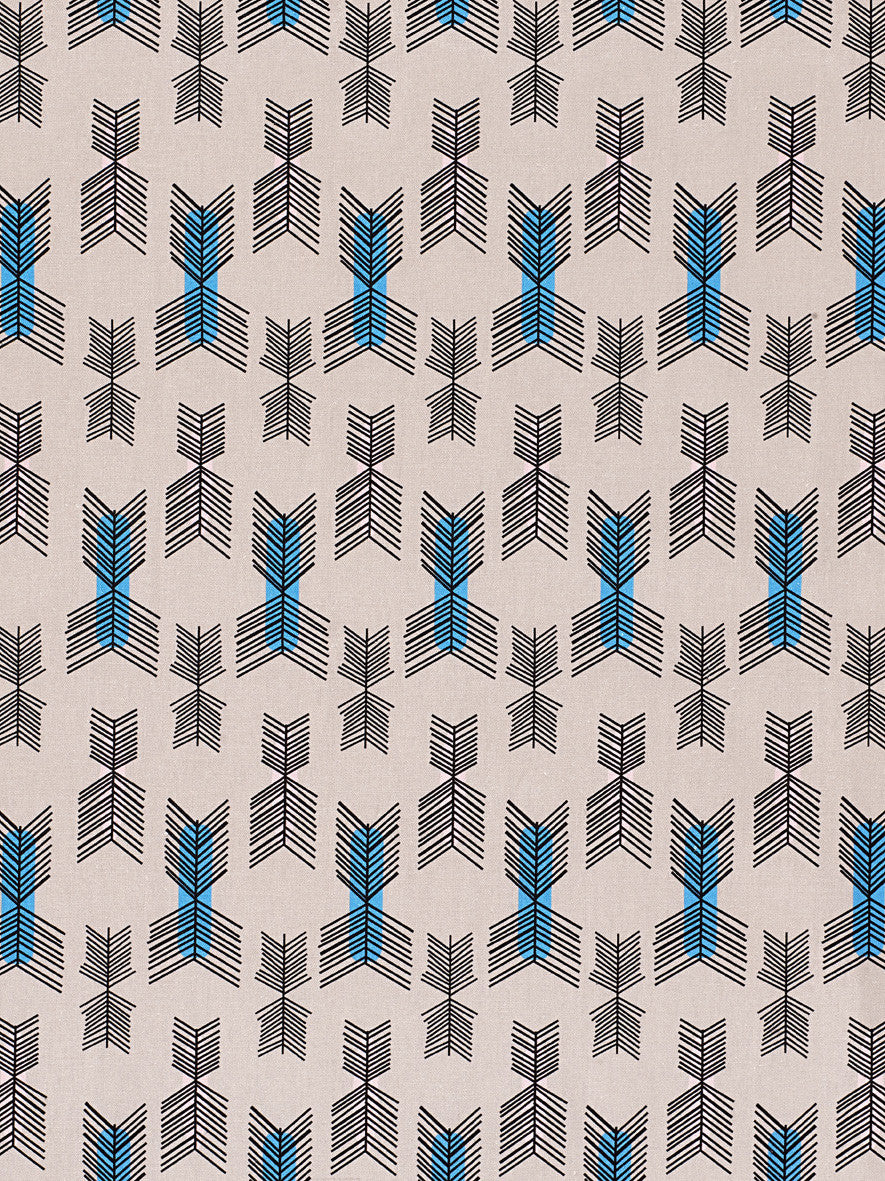 Stitchwork Geometric Pattern cotton linen Home Decor Interiors Fabric by the meter or yard for curtains, blinds, upholstery in Putty (Taupe) with light pink and turquoise ships from Canada (USA)