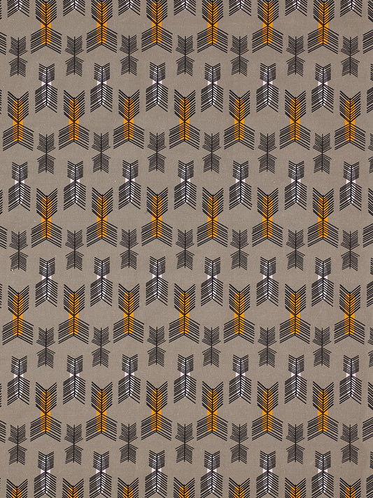 Stitchwork Geometric Pattern cotton linen Home Decor interiors Fabric by the meter or yard in Stone Grey with pumpkin and light pink for curtains, blinds or upholstery ships from Canada worldwide (USA)