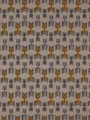 Stitchwork Geometric Pattern cotton linen Home Decor interiors Fabric by the meter or yard in Stone Grey with pumpkin and light pink for curtains, blinds or upholstery ships from Canada worldwide (USA)