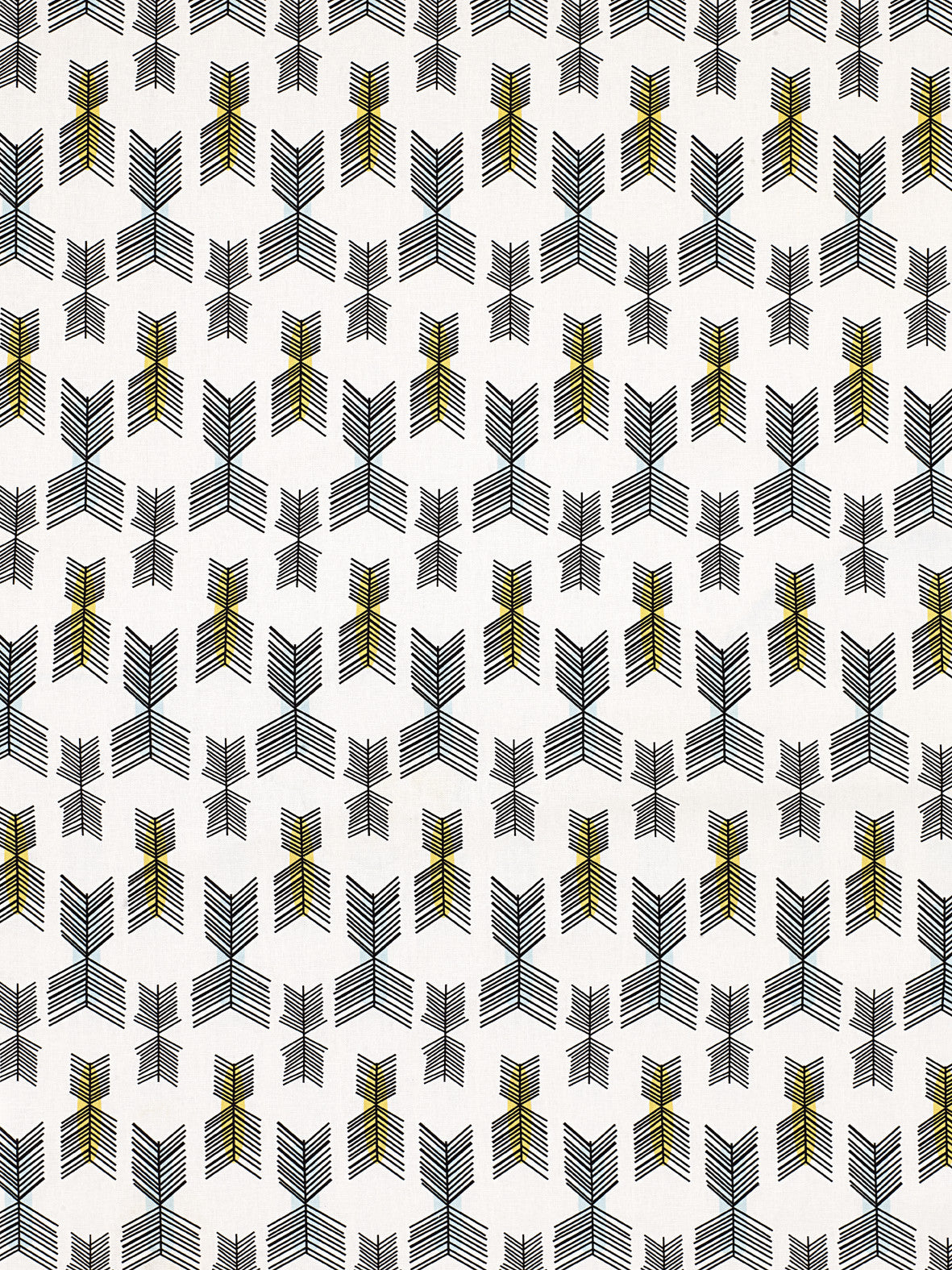 Stitchwork Geometric Pattern cotton linen home decor interiors Fabric by the meter or yard for curtains, blinds or upholstery- White with yellow and light blue - ships from Canada worldwide (USA)