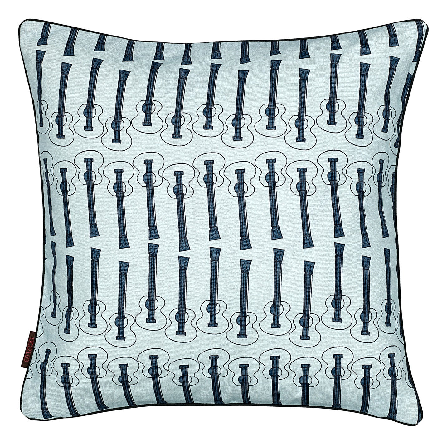 Ukulele Guitar Pattern Linen Cotton Cushion in Light Celeste Blue 45x45cm