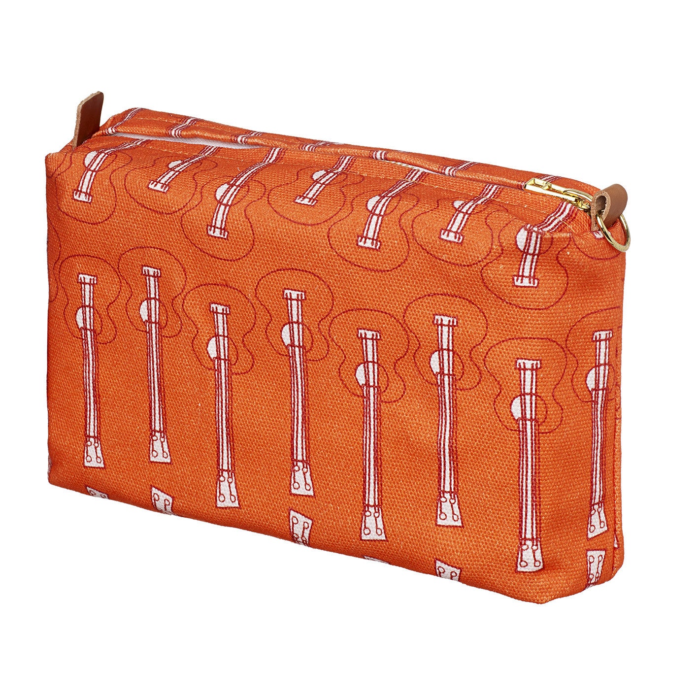 Ukelele Guitar Pattern Canvas travel toiletry, cosmetic or wash Bag in Bright Pumpkin Orange Ships was Canada (USA)