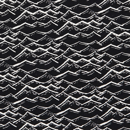 Waves Block print pattern home interior decor fabric for curtain, blinds and upholstery by meter or yard in black and white from Canada USA
