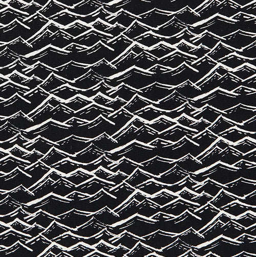Waves Block print pattern home interior decor fabric for curtain, blinds and upholstery by meter or yard in black and white from Canada USA