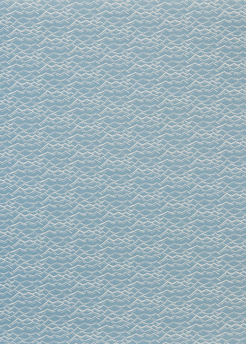 Waves Block print pattern home interior decor in pale winter blue fabric curtains blinds and upholstery mater yard canada usa cotton linen