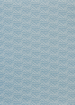 Waves Block print pattern home interior decor in pale winter blue fabric curtains blinds and upholstery mater yard canada usa cotton linen